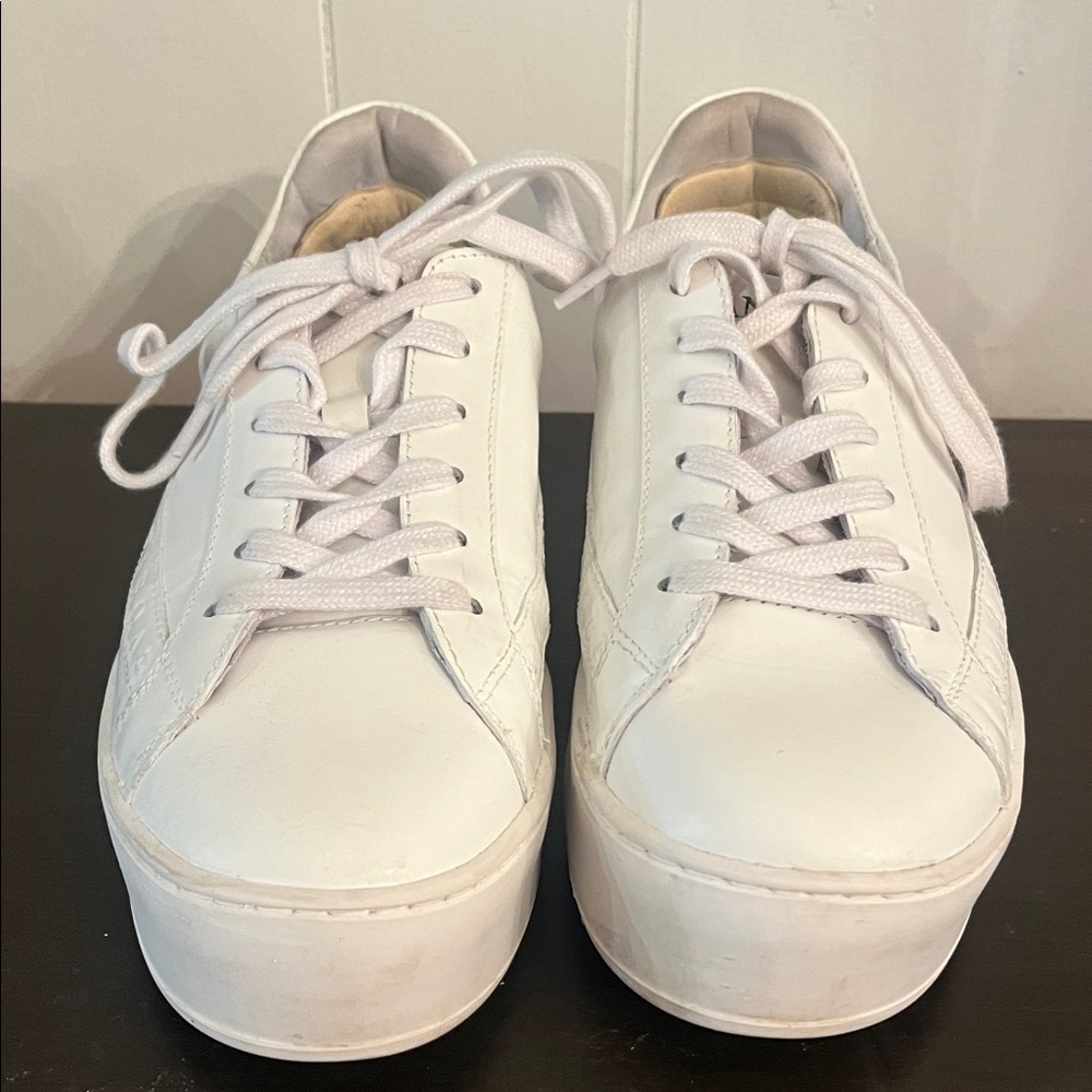 Women’s White Platform Lace-Up Sneakers Size 39